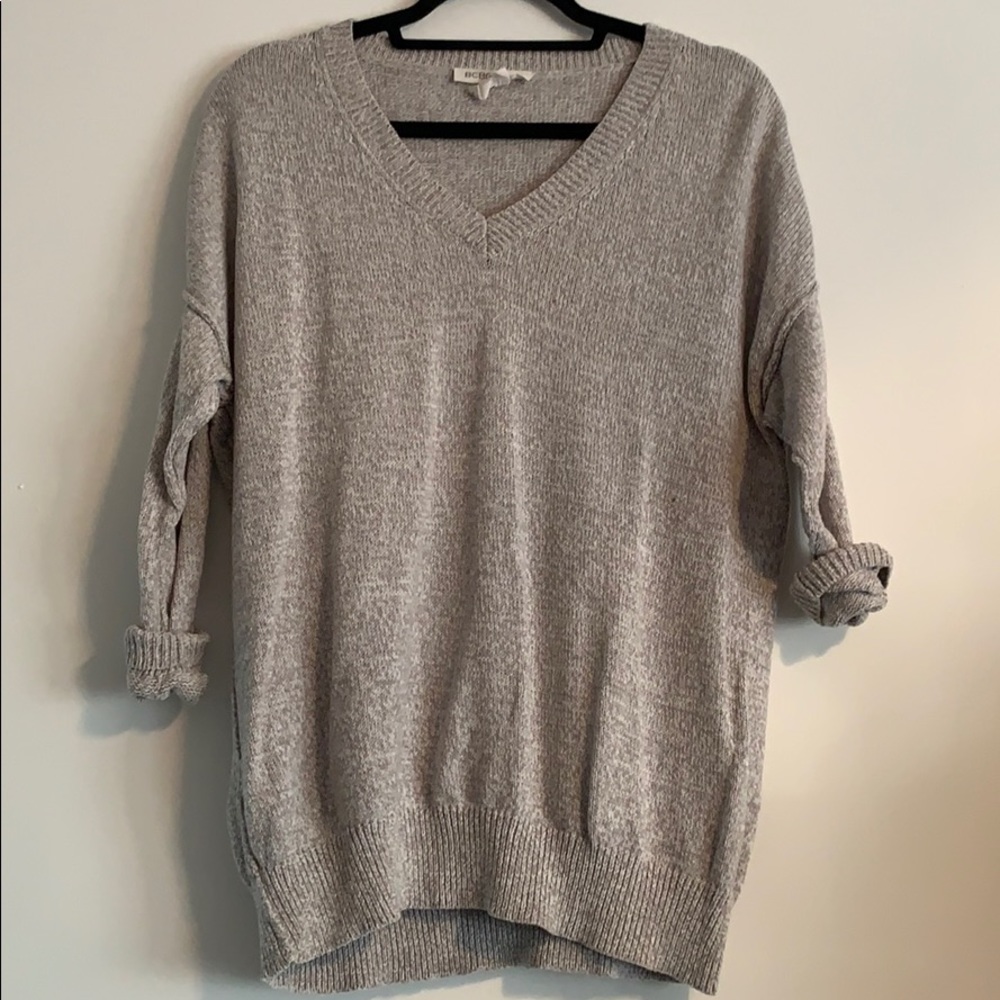 Simple Heathered v neck oversize BCBG sweater